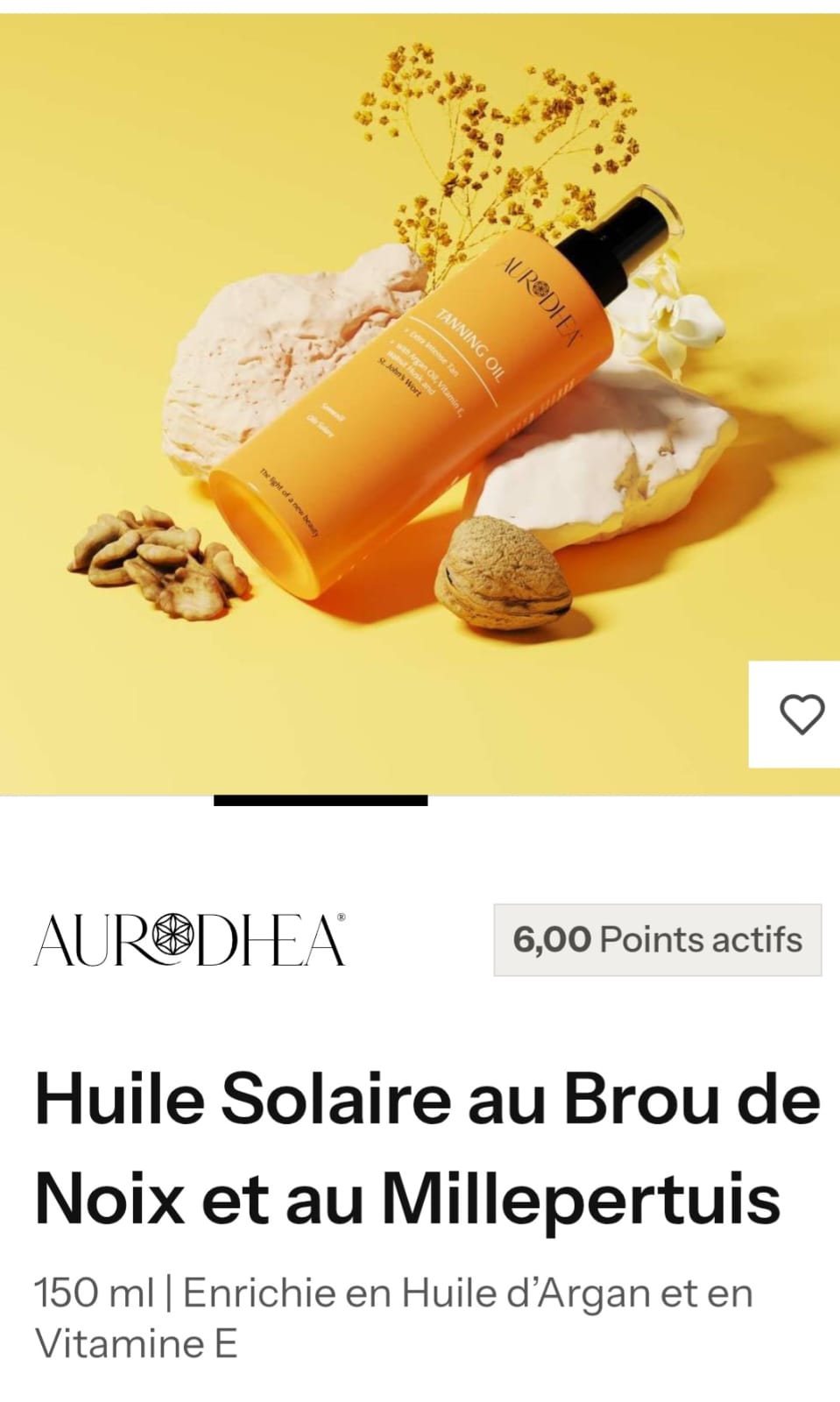 Huile Solaire au Brou de Noix et au Millepertuis (AURODHEA)
